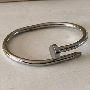 Silver Nail-Inspired Open Cuff Bracelet for Women
